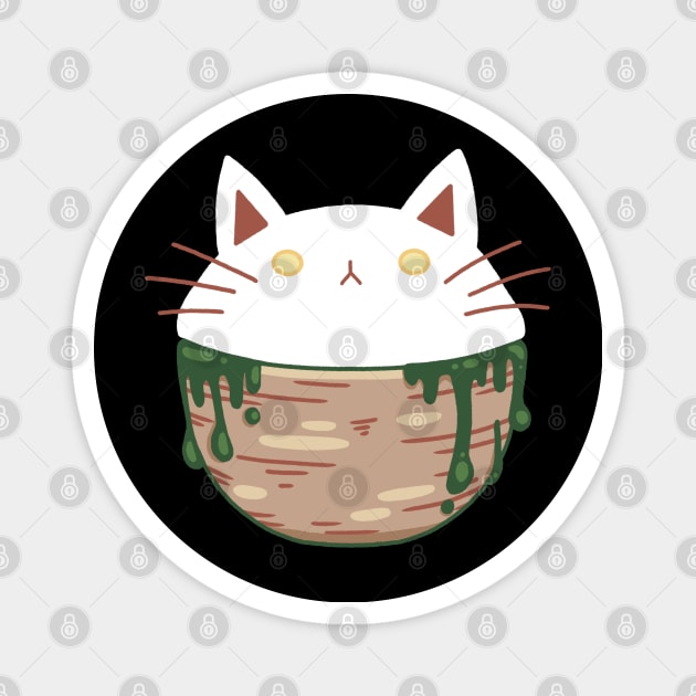Kawaii „Green Tea Cat“ Design | Cute Illustration Green Tea Lover | Cat Lover Gift | Illustration by Atelier Serakara Magnet by Atelier Serakara